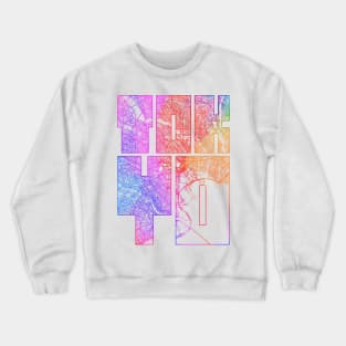 Tokyo, Japan City Map Typography - Colorful Crewneck Sweatshirt